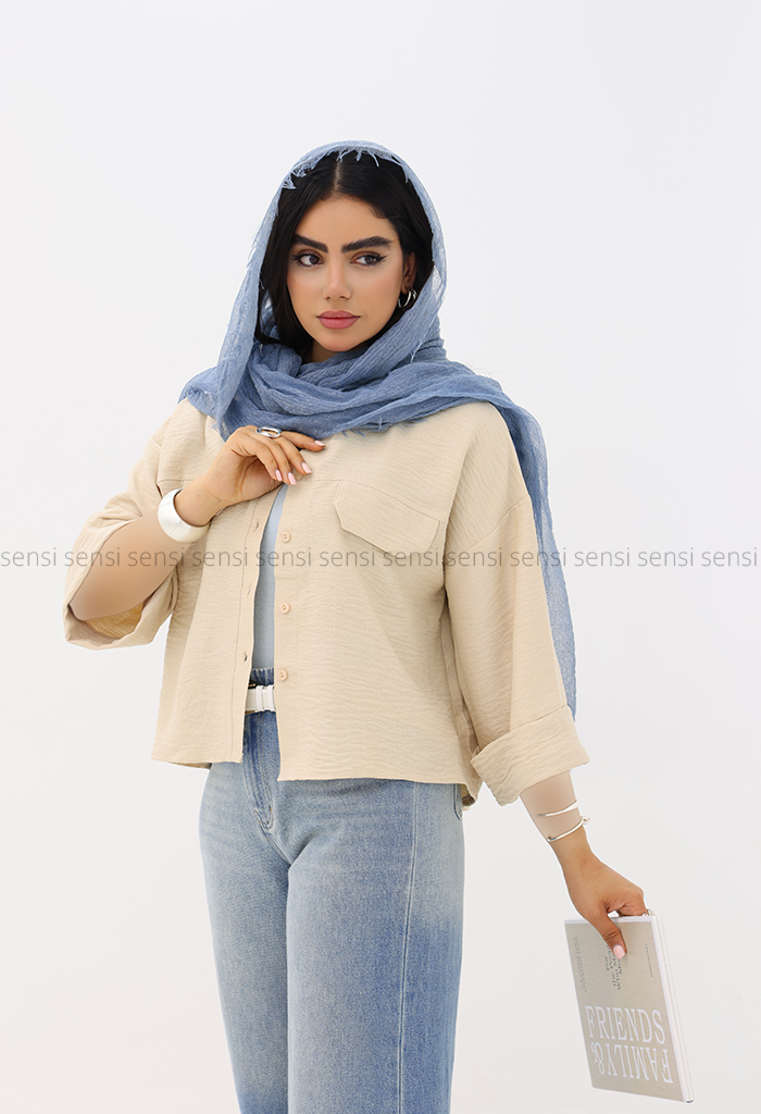 شومیز لینن شانتون آستین پاکتی کد1006085